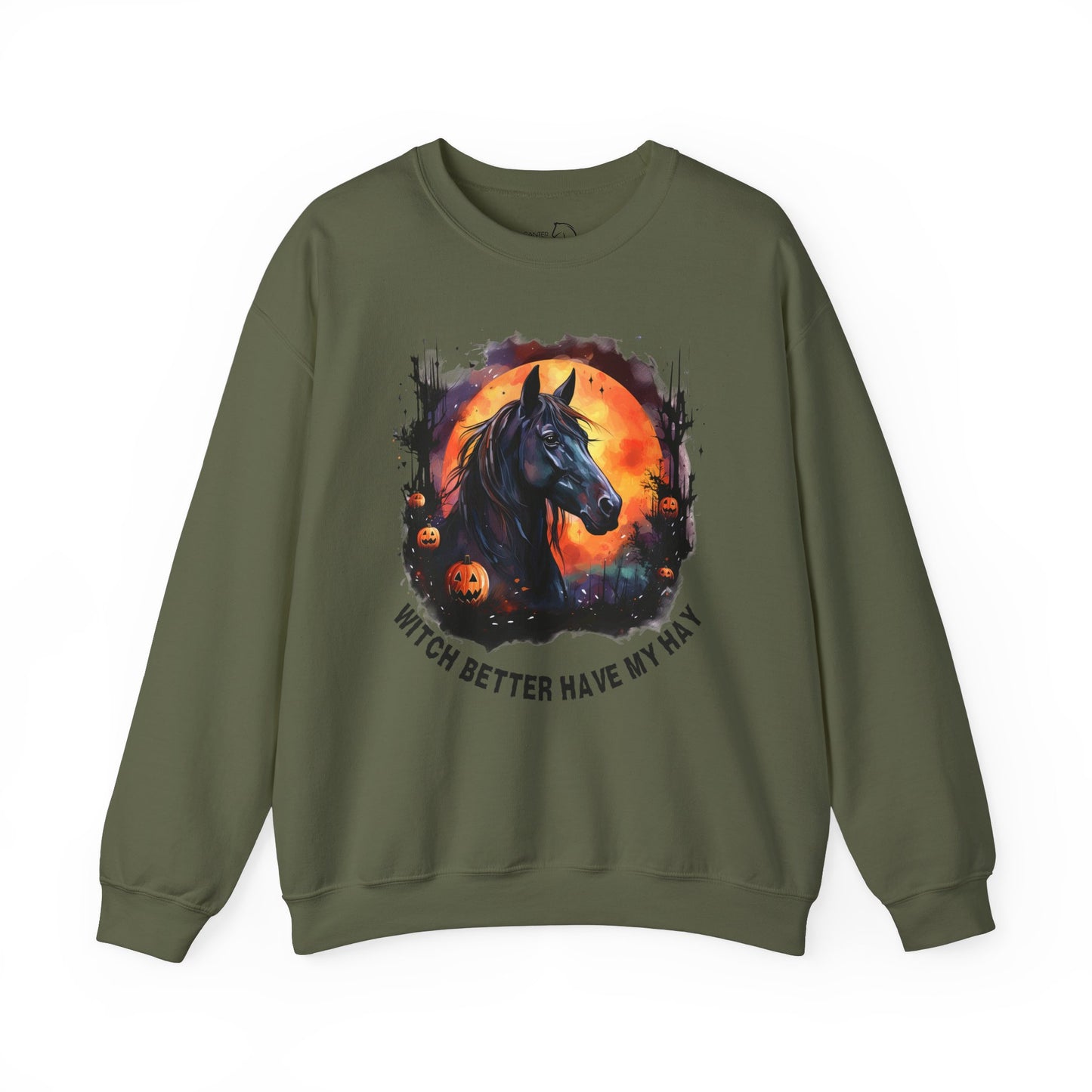 Witchy equestrian Halloween sweatshirt