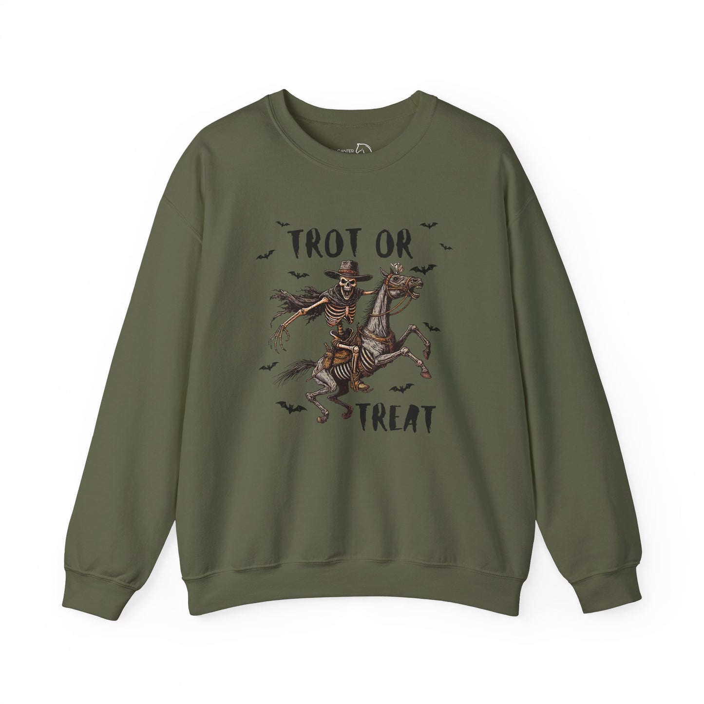 Equestrian trot or treat halloween sweatshirt
