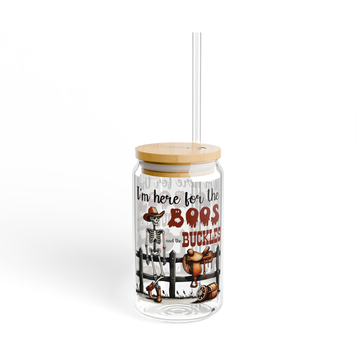 Halloween Skeleton 16oz Glass Tumbler