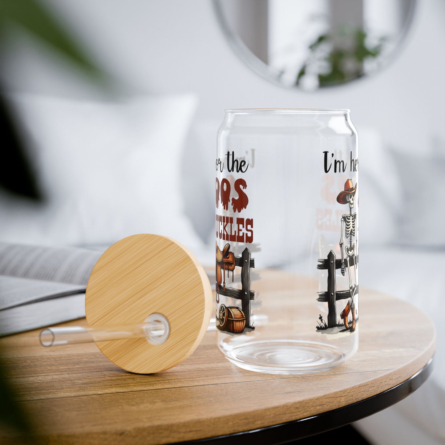 Halloween Skeleton 16oz Glass Tumbler