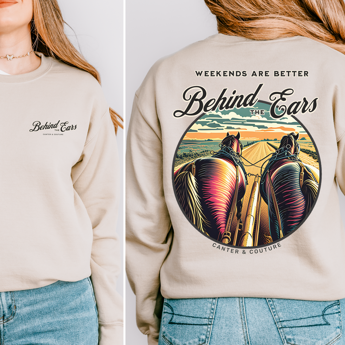 Behind The Ears Horse Driving Canter and Couture Sweatshirt, Pair
