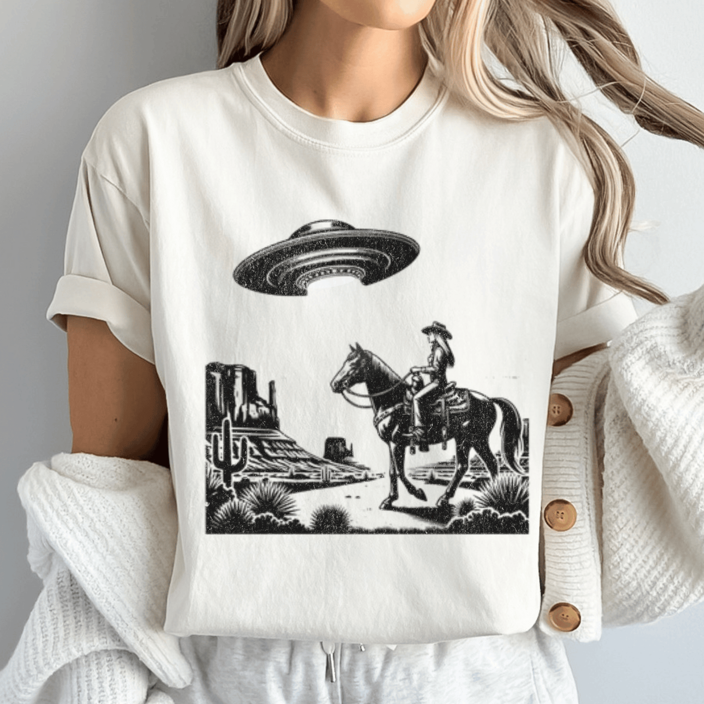 Western cowgirl UFO shirt