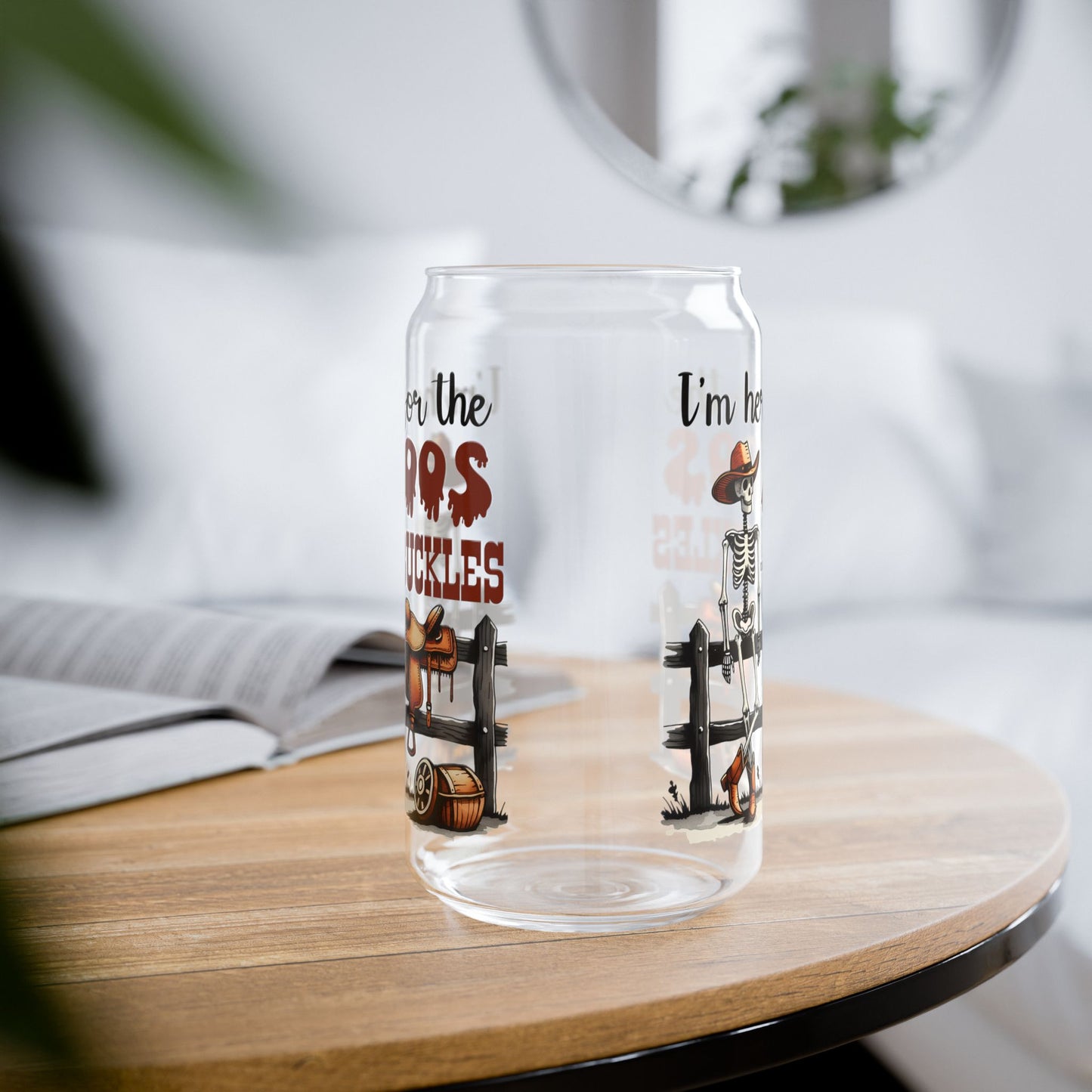 Halloween Skeleton 16oz Glass Tumbler