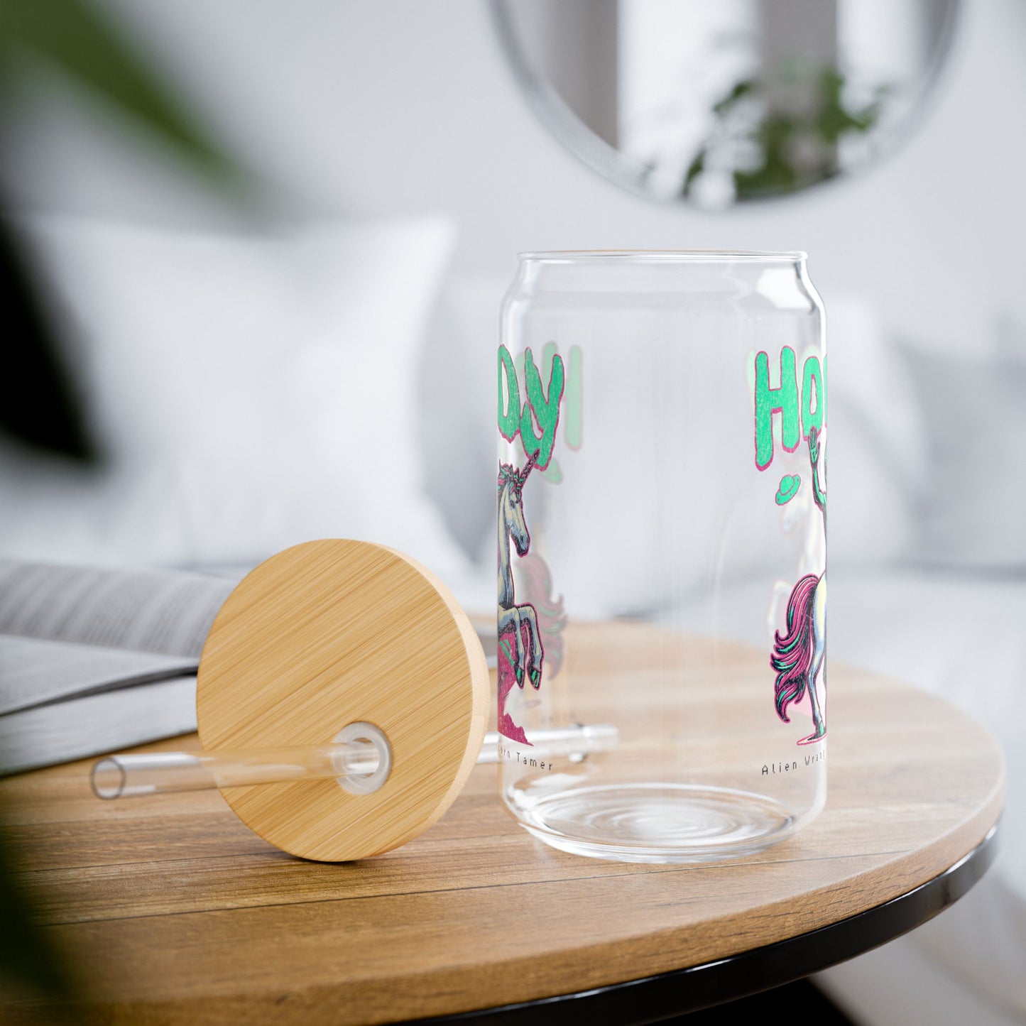 Retro Western UFO Glass Tumbler 16oz
