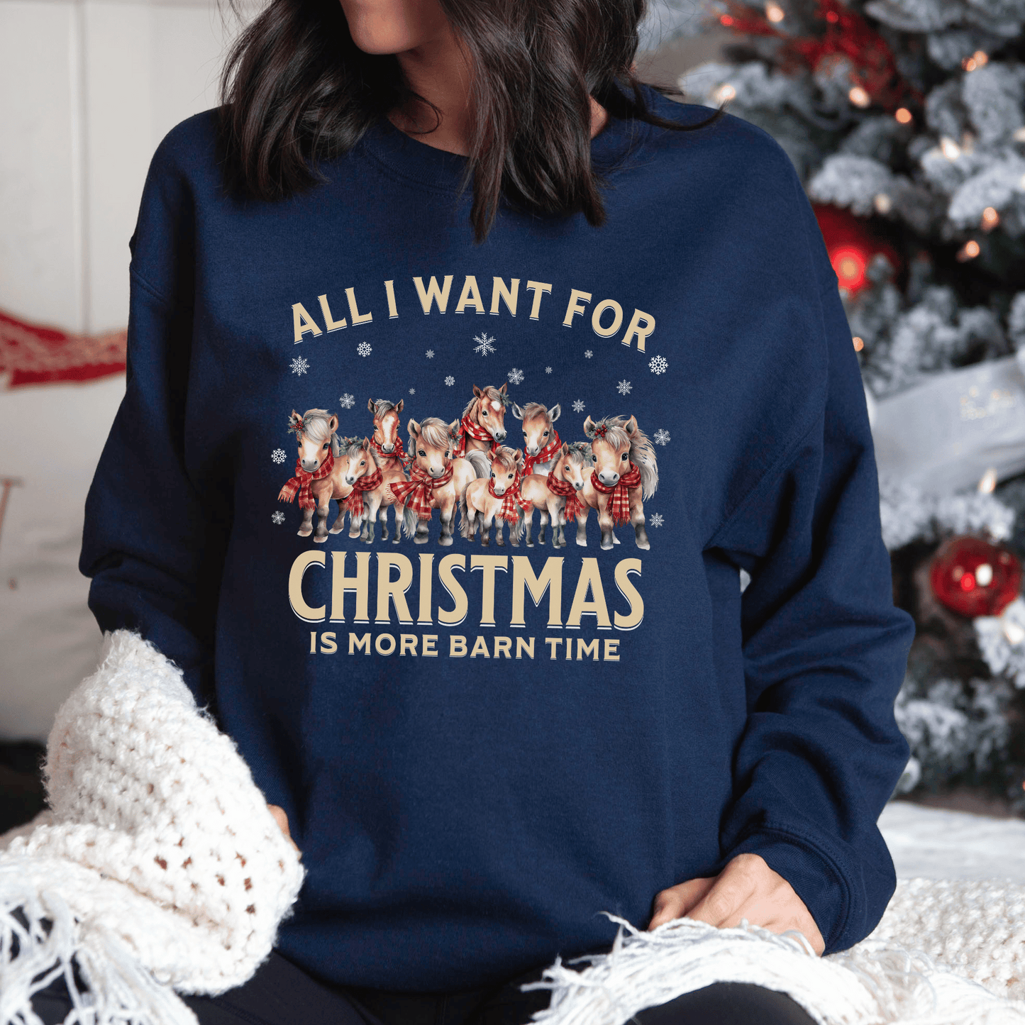 Horse Christmas Sweatshirt – Holiday Crewneck Jumper