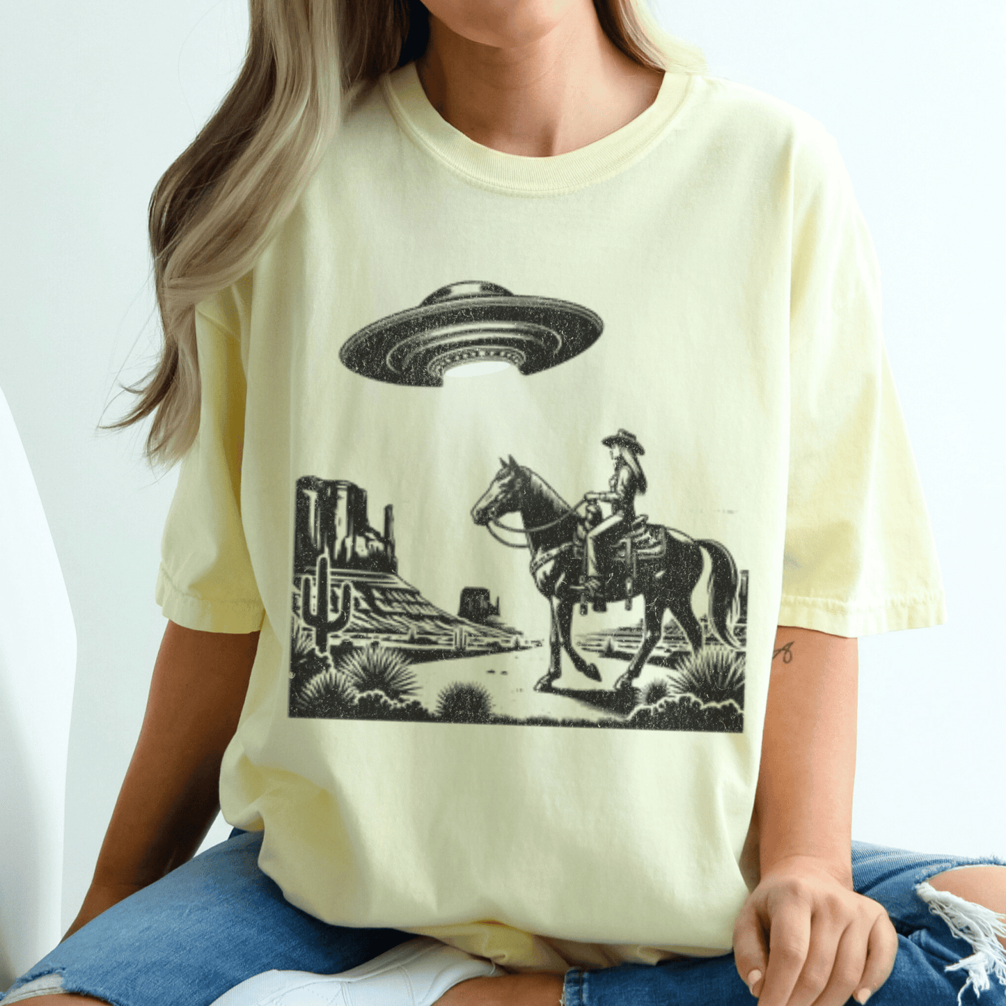 Western cowgirl UFO shirt