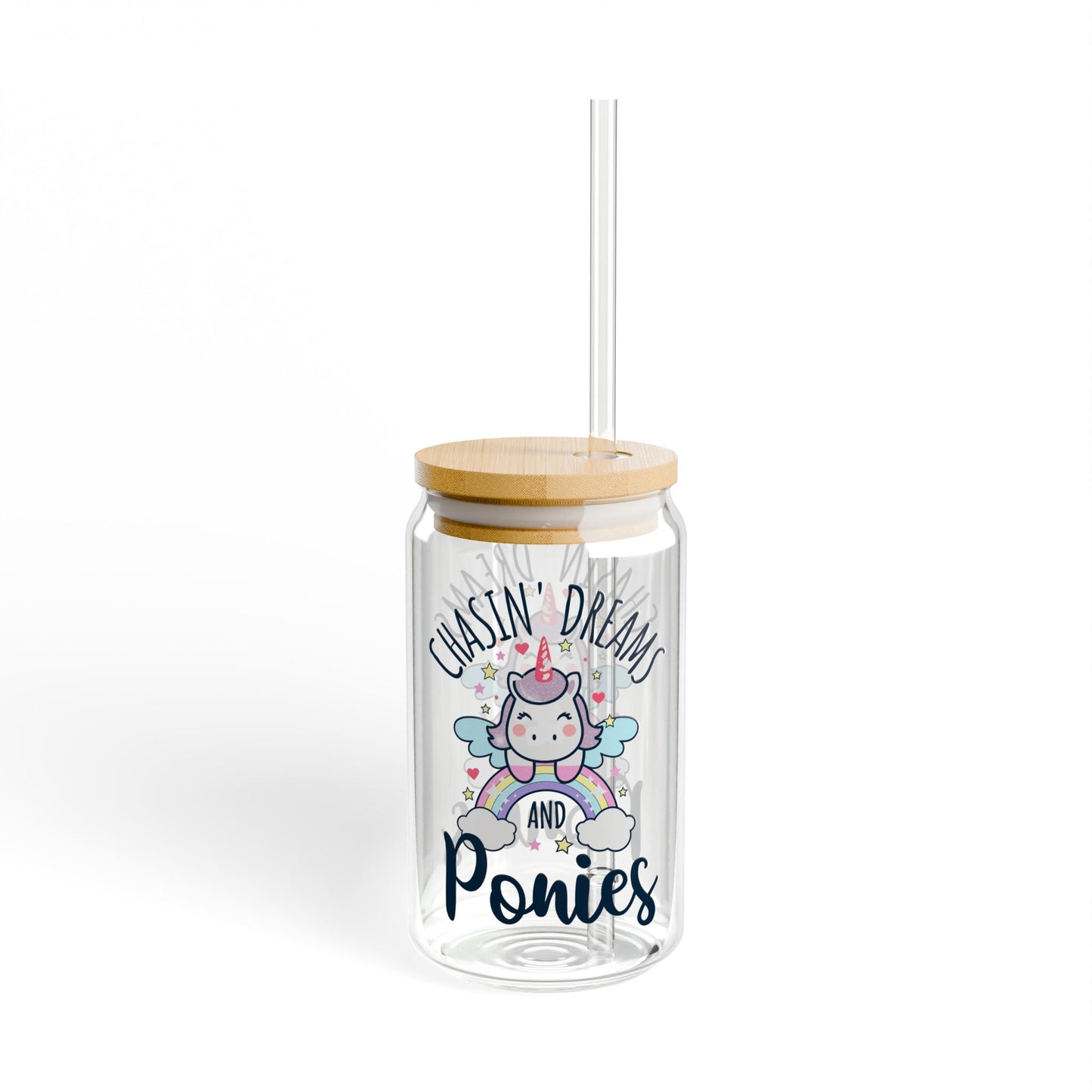 Ponies and Unicorn Glass Tumbler 16oz