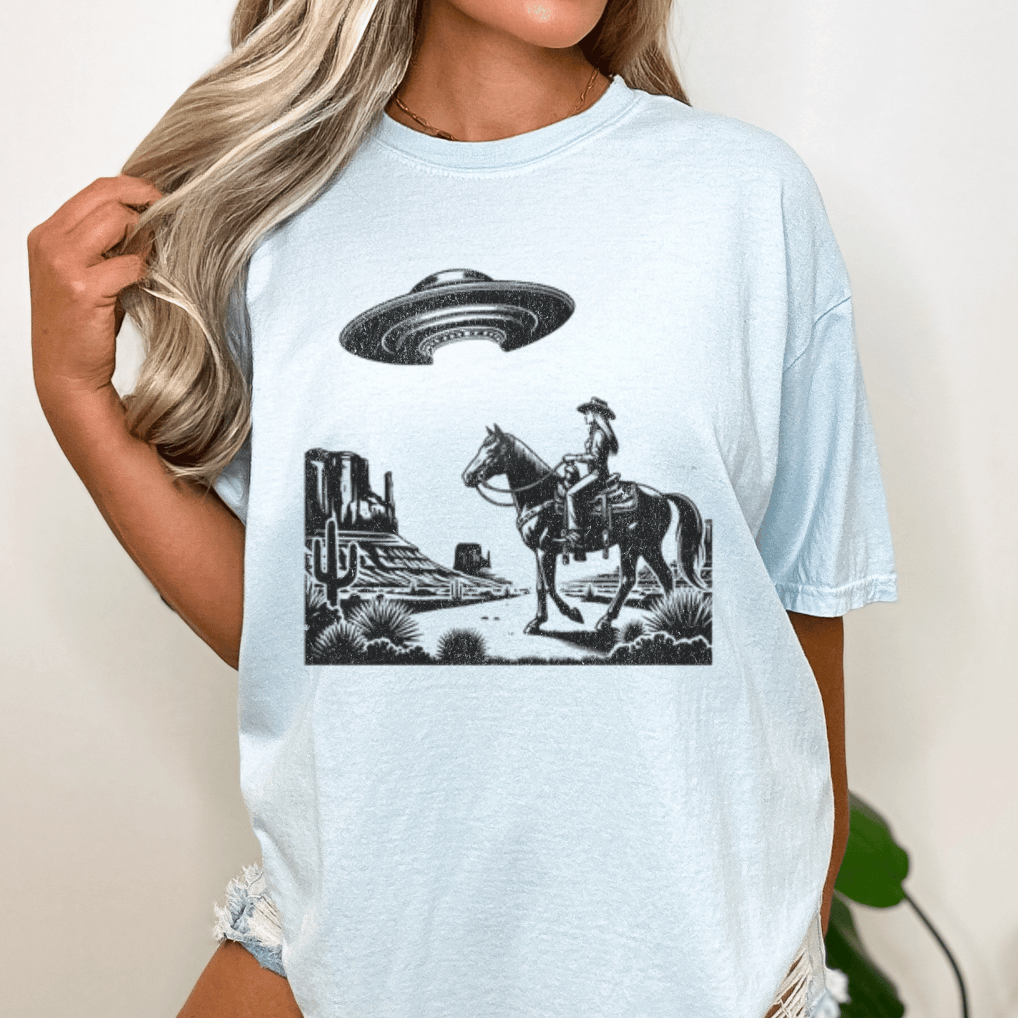 Western cowgirl UFO shirt