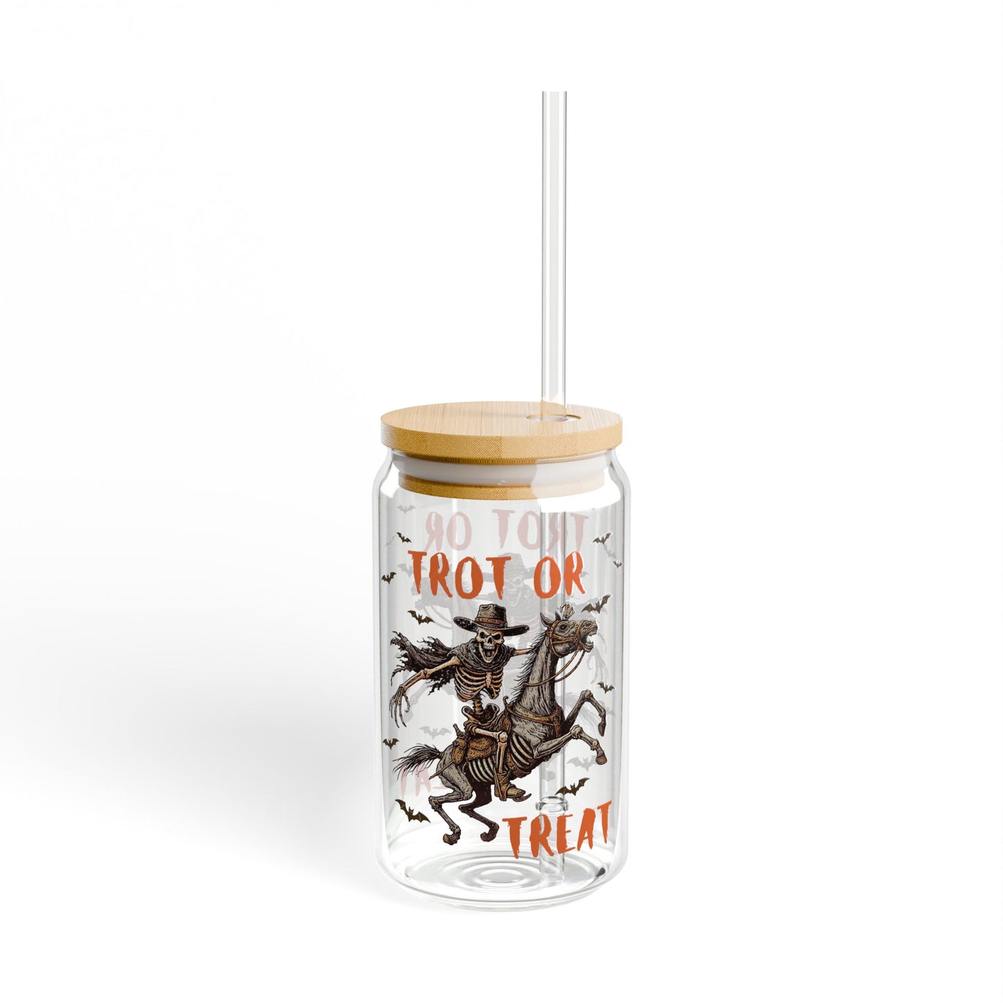 Halloween Skeleton 16oz Glass Tumbler