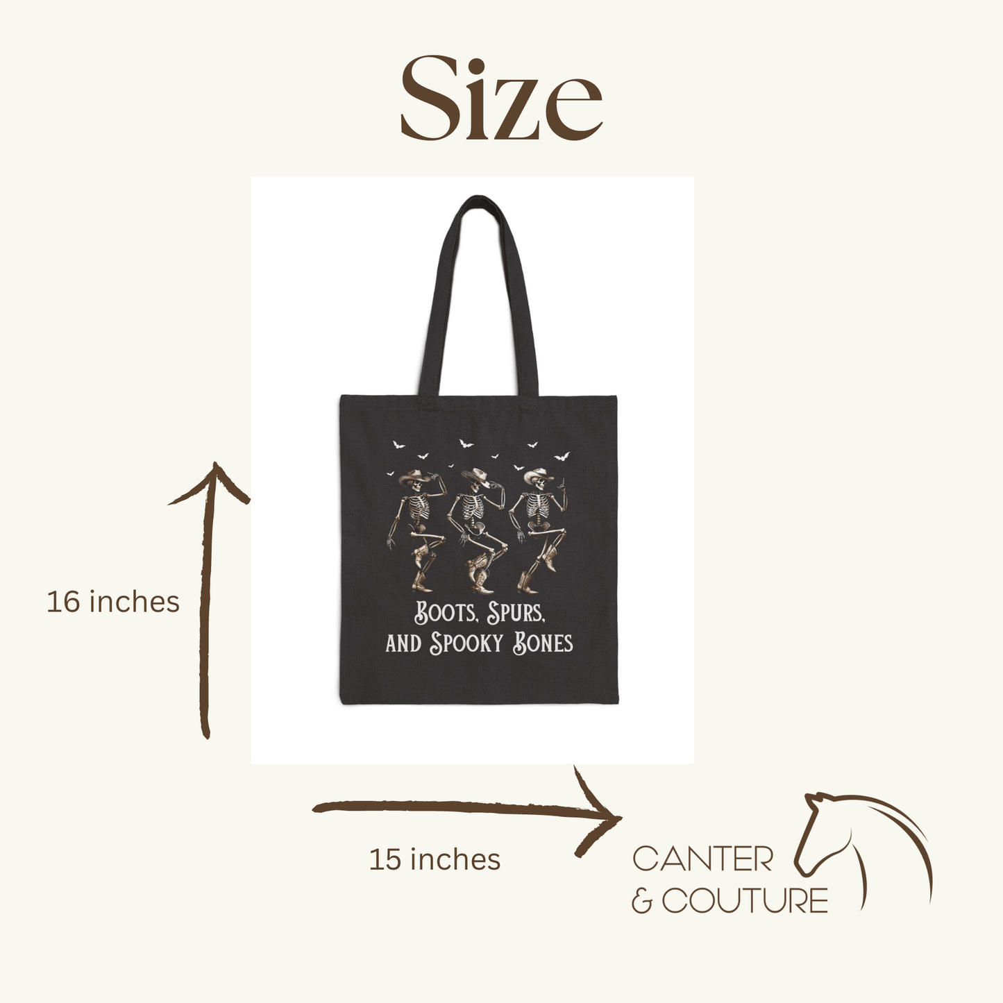 Halloween Dancing Skeleton Cotton Canvas Tote Bag