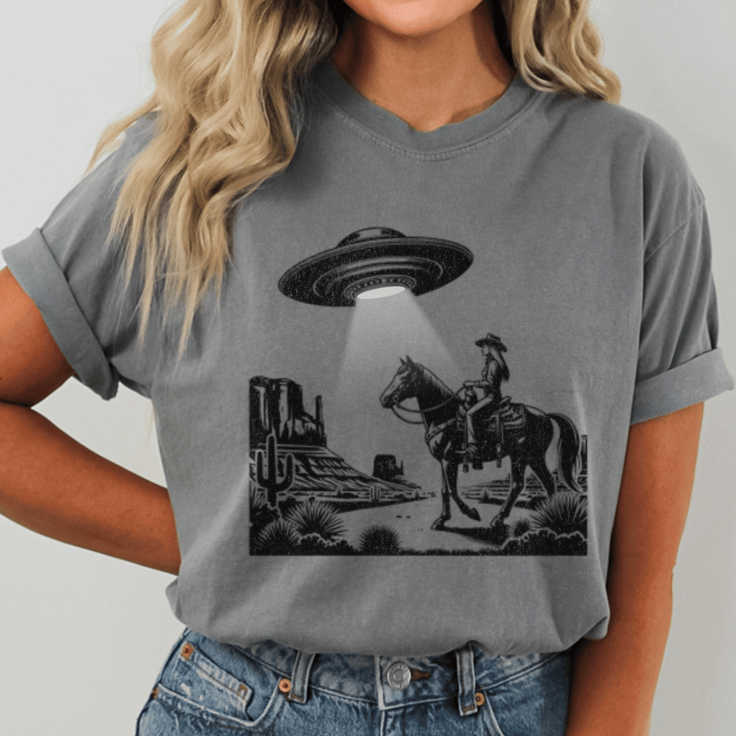 Western cowgirl UFO shirt