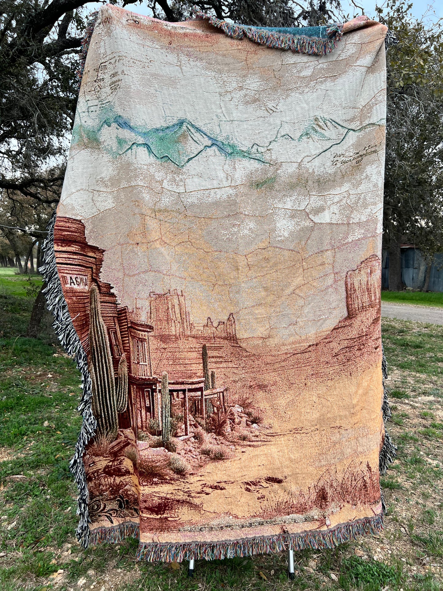 Western Town Woven Blanket