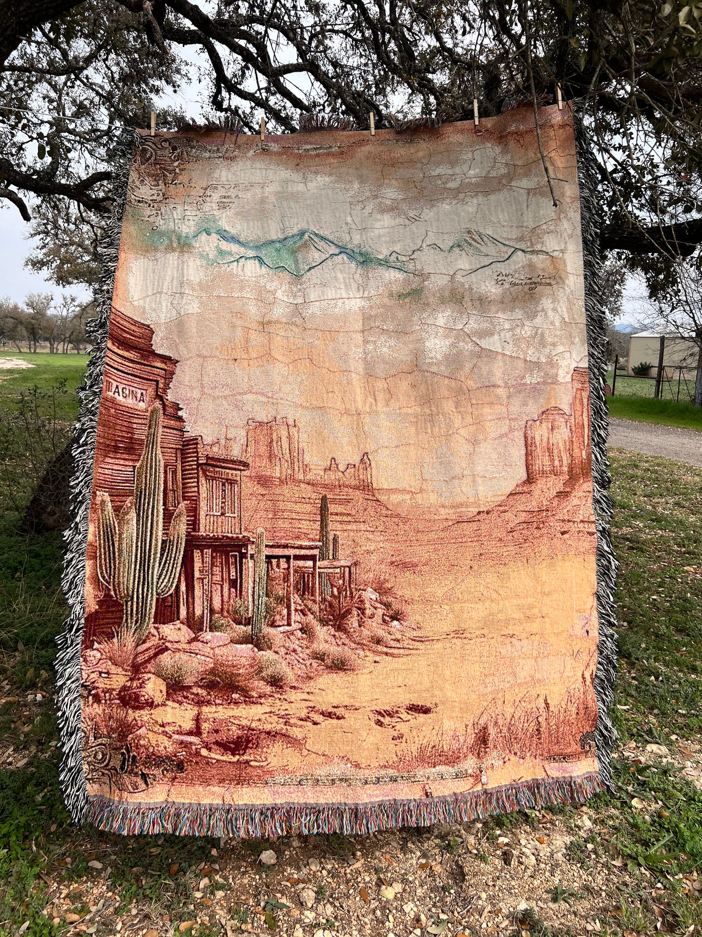 Western Town Woven Blanket