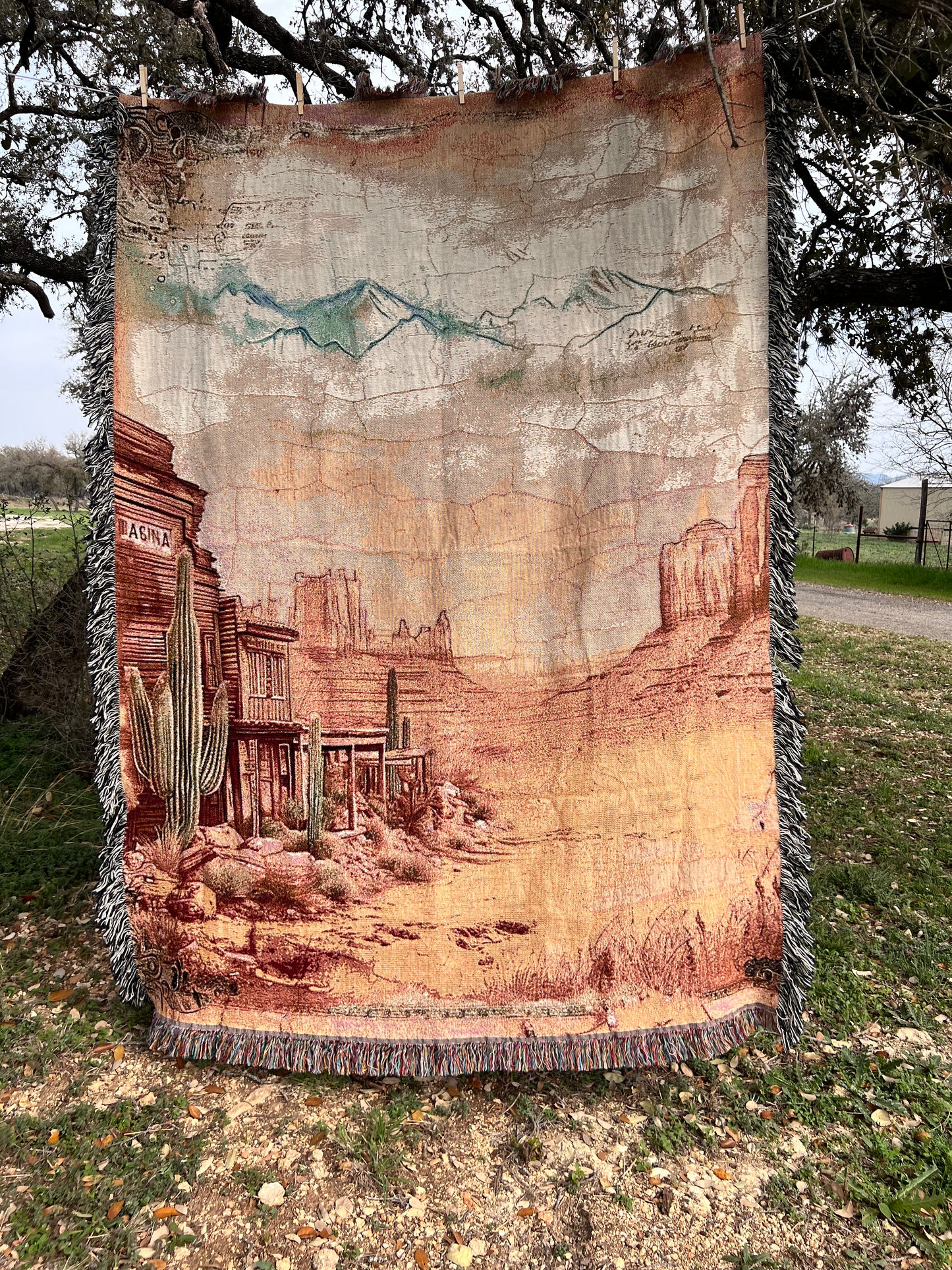 Western Town Woven Blanket