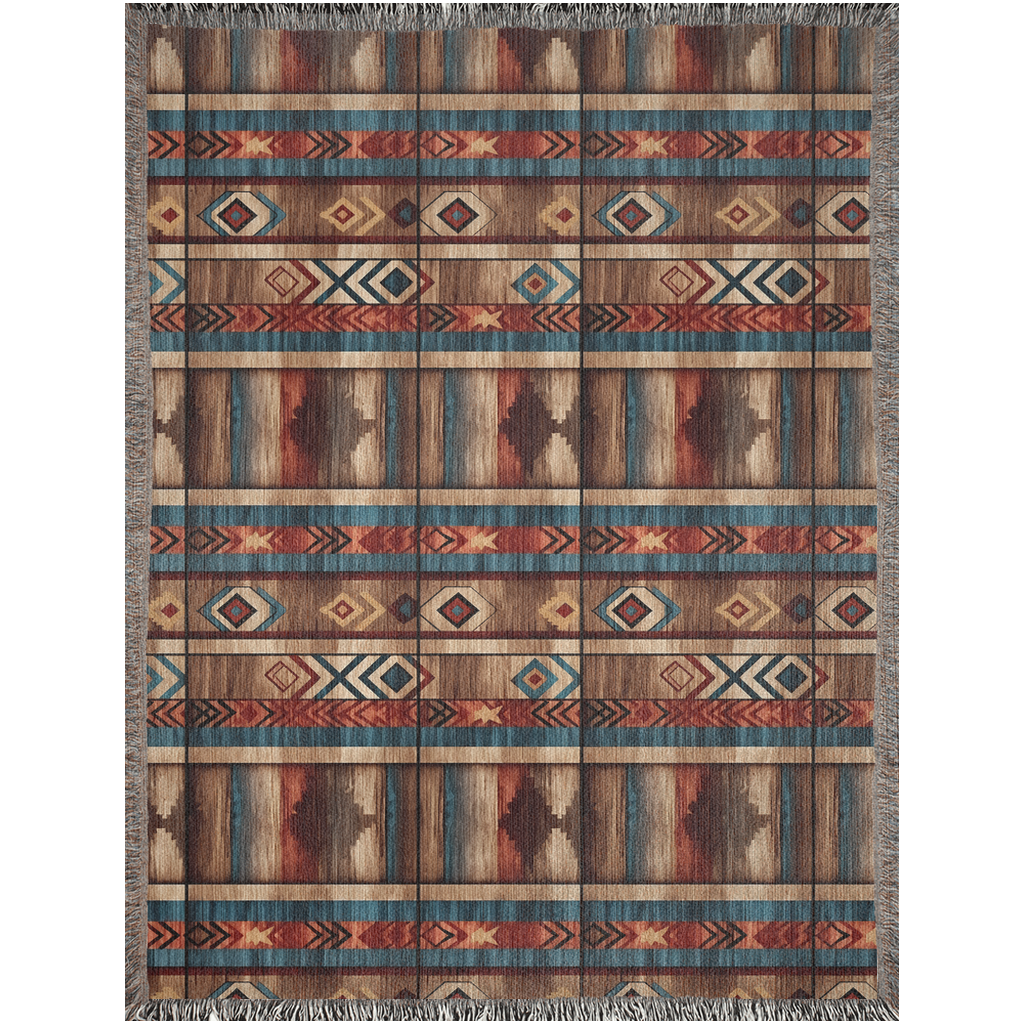Western Wood Pattern Woven Blanket