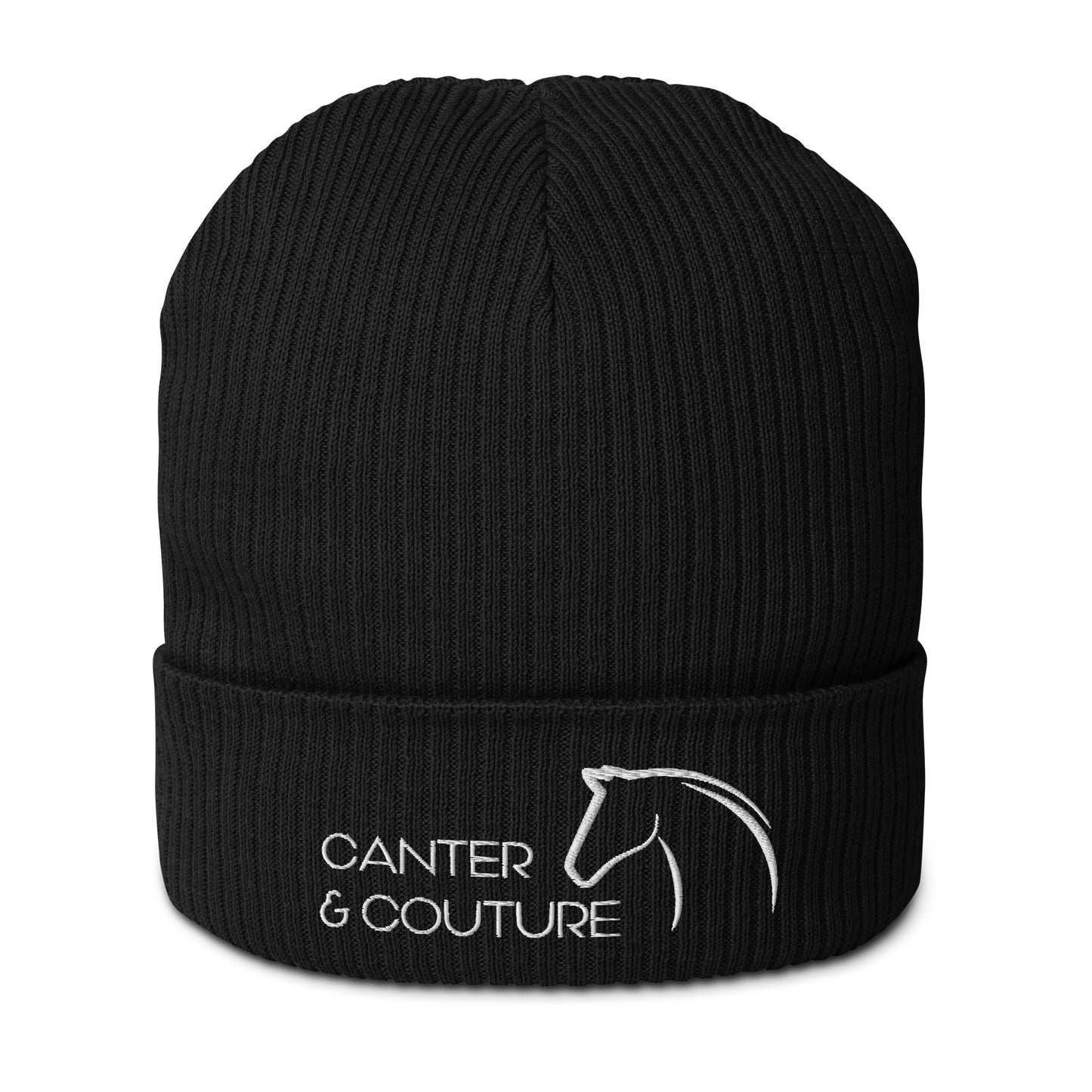 Canter & Couture Organic Ribbed Black Beanie