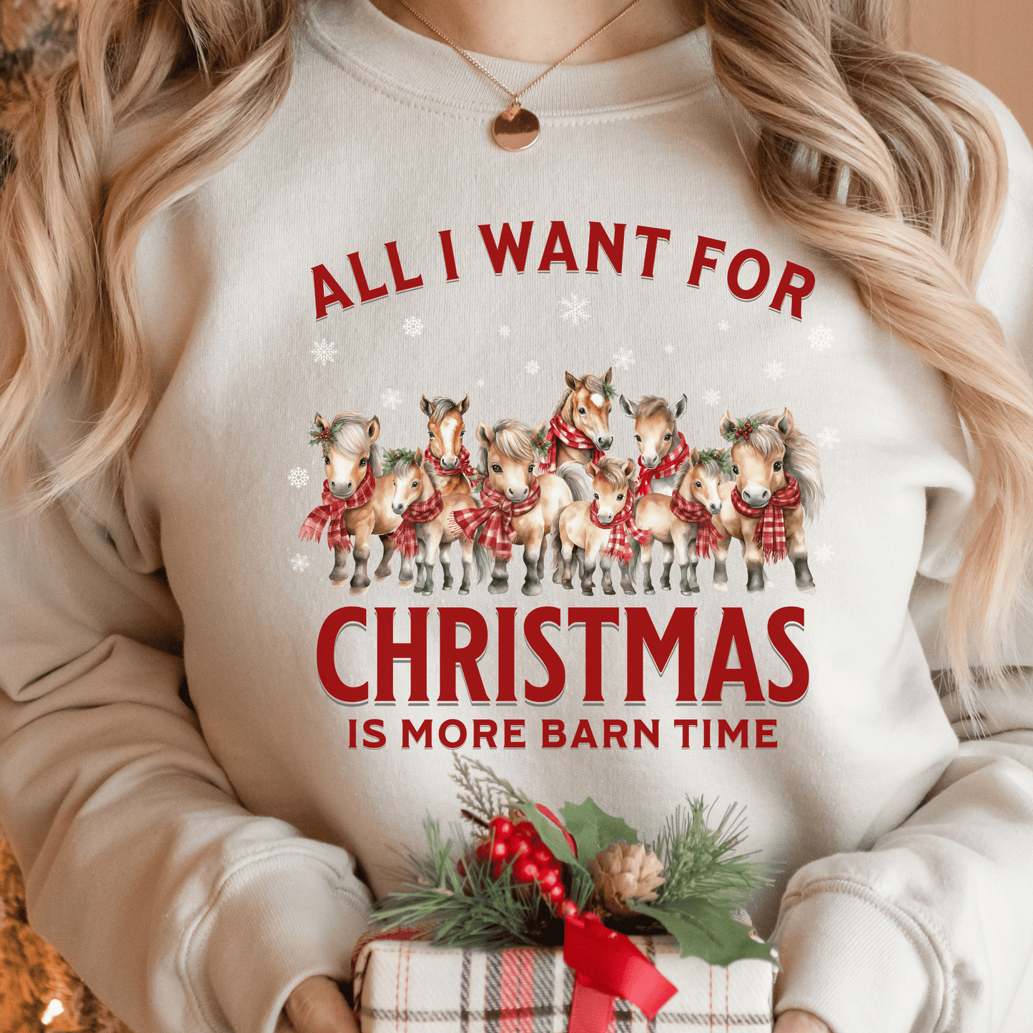 Horse Christmas Sweatshirt – Holiday Crewneck Jumper