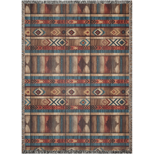 Western Wood Pattern Woven Blanket