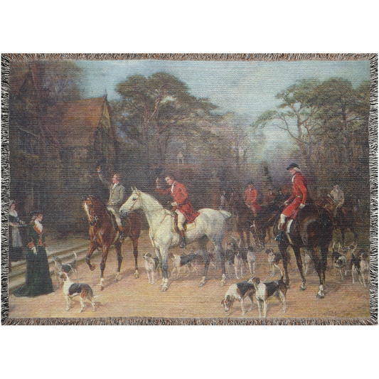 Horse and Hounds Off To The Market Woven Blanket