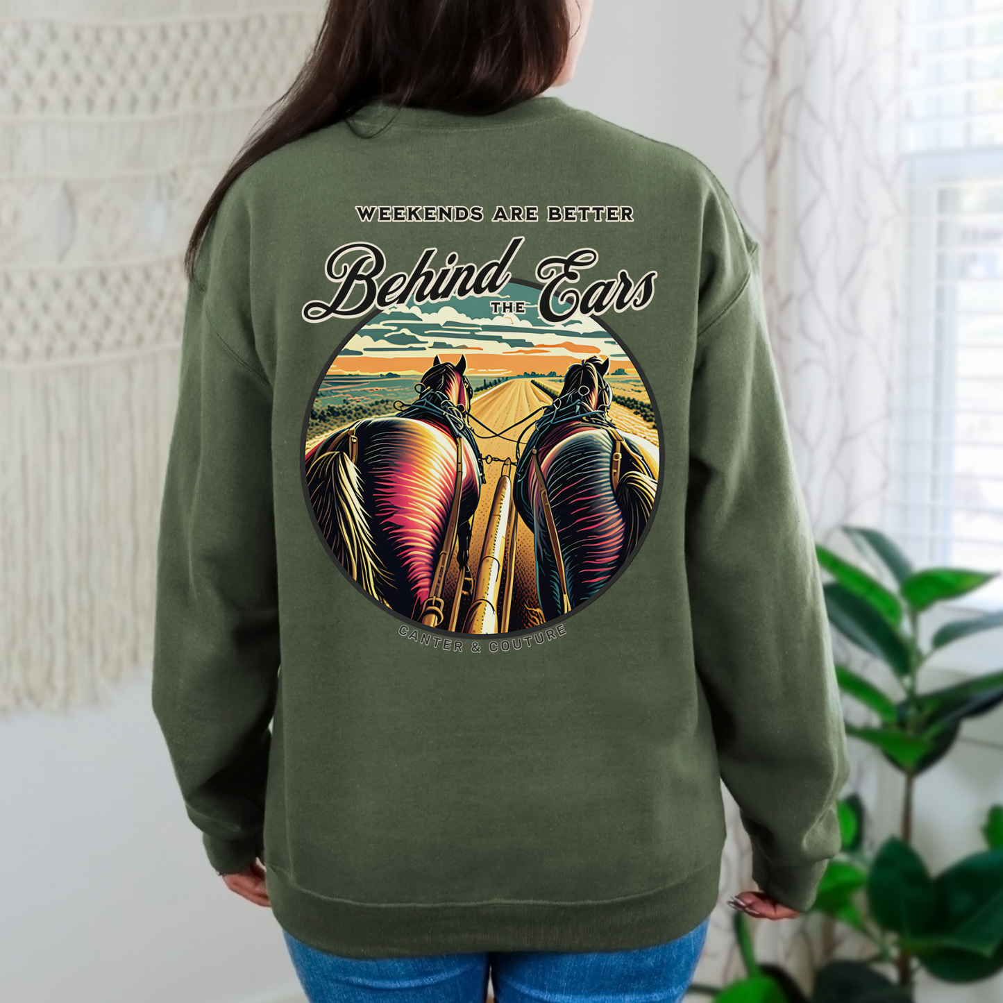 Behind The Ears Horse Driving Canter and Couture Sweatshirt, Pair