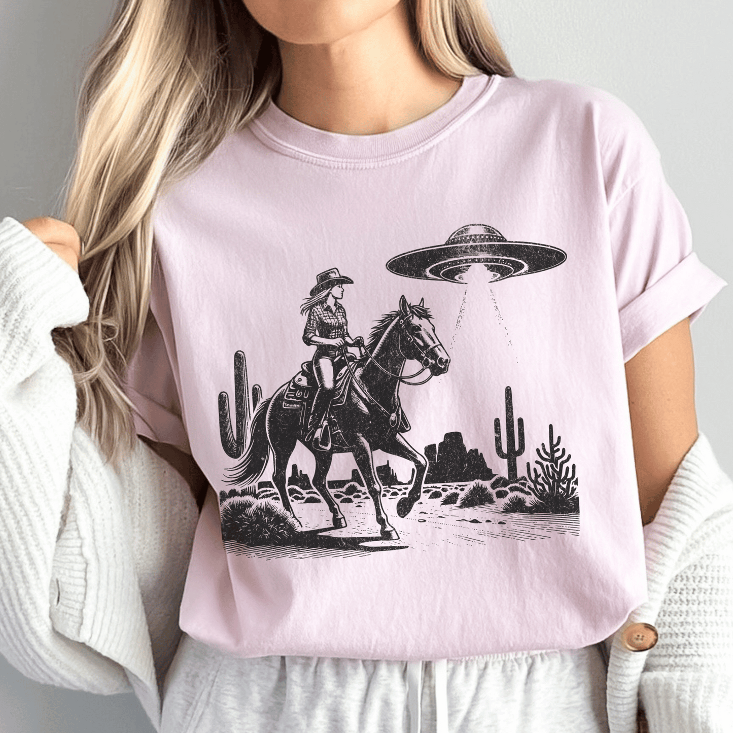 Western cowgirl UFO shirt