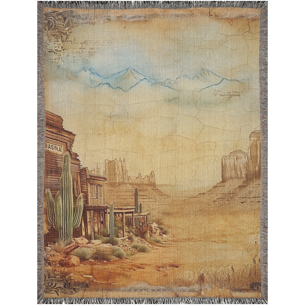 Western Town Woven Blanket