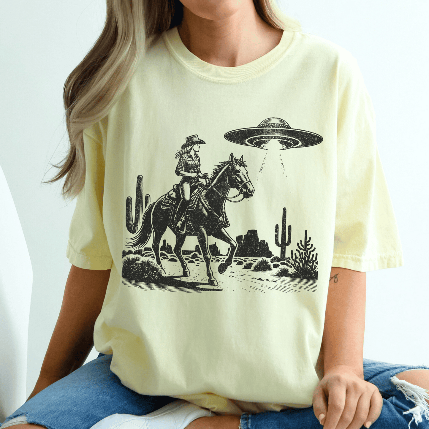 Western cowgirl UFO shirt