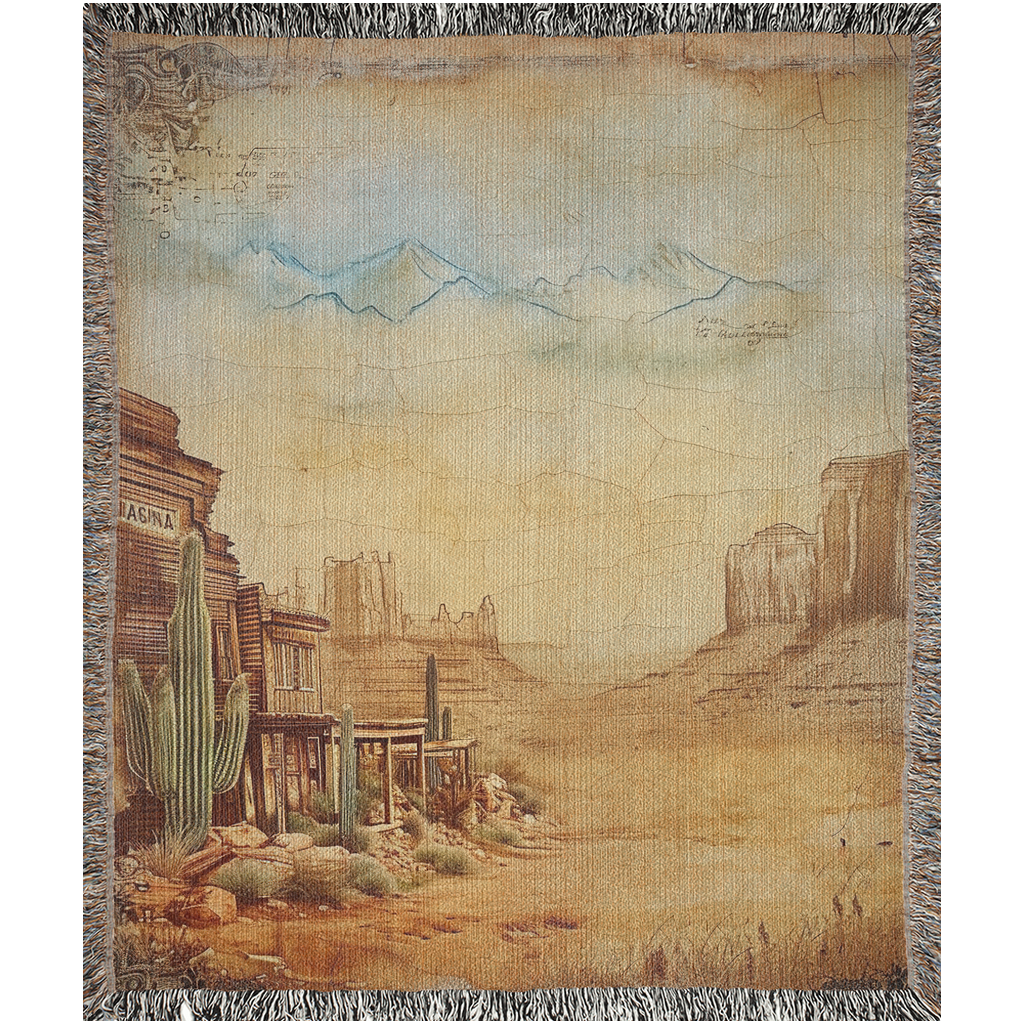 Western Town Woven Blanket