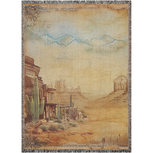 Western Town Woven Blanket