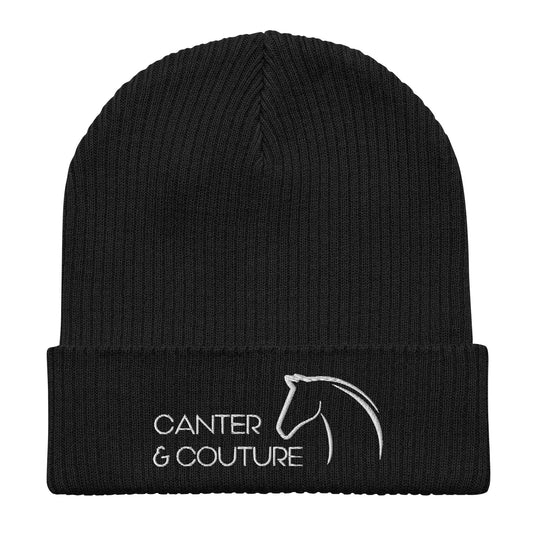 Canter & Couture Organic Ribbed Black Beanie